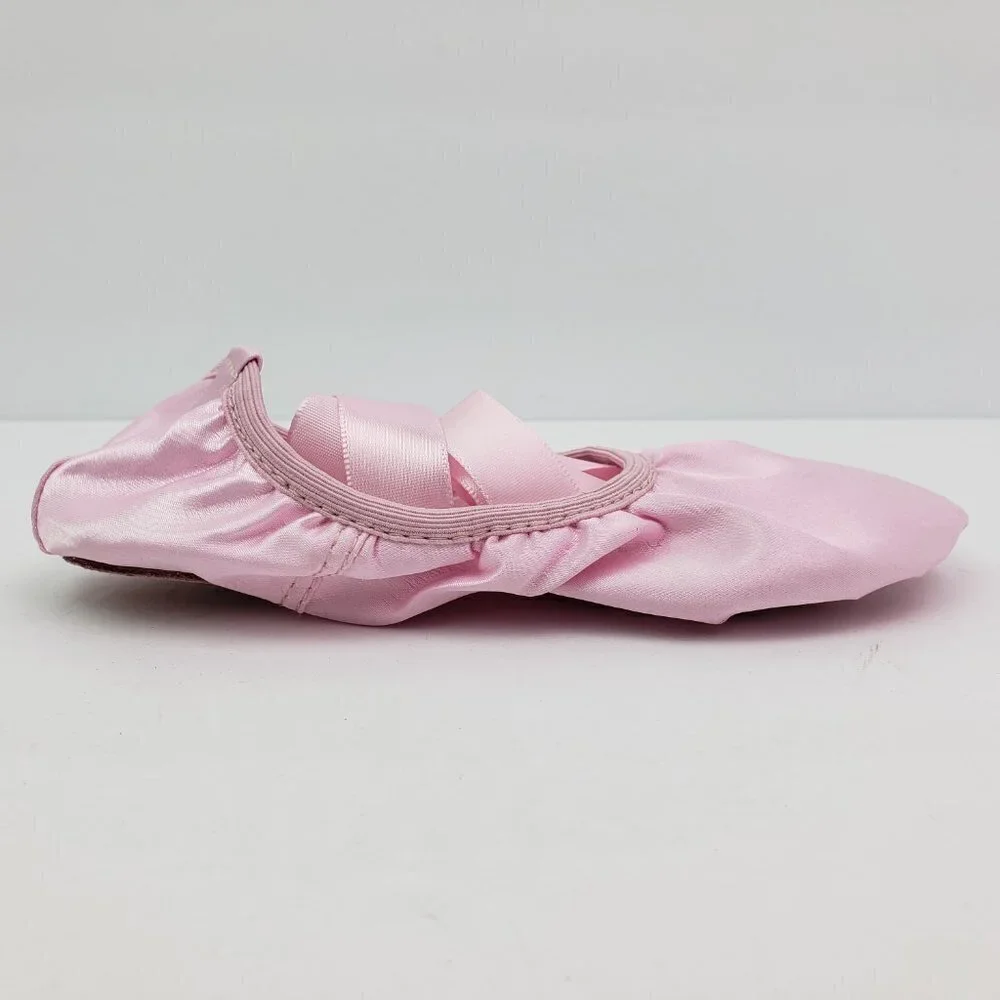 Triple Deer Toddler Girls Sz 13 Pink Satin Ribbon Leather Sole Dance Ballet Shoe